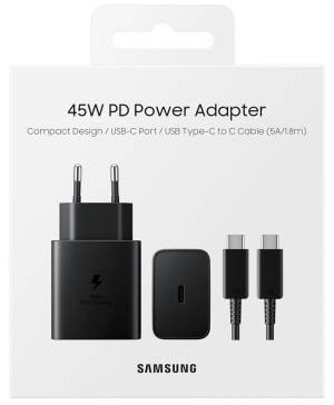 Samsung Caricatore 45W EP-T4511 FC2 USB-C +Cavo1.8m USB-C Black