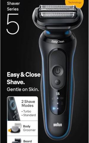 Braun Rasoio Elettrico Serie 5 Wet&Dry 3 Lame 52-B1650S Blu